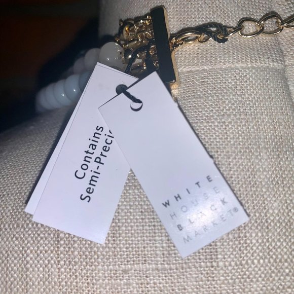 CONVERTIBLE WHITE BEACH & RHINESTONE MULTI-ROW NECKLACE - Picture 7 of 12